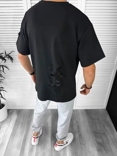 Trening barbati negru oversize cu imprimeu pantaloni + bluza 13029 O4-1.2