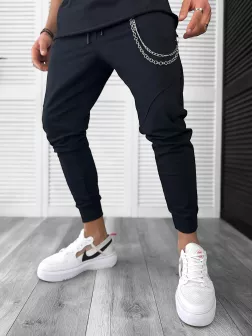 Pantaloni de trening negri, conici, 13038 N3-4.3