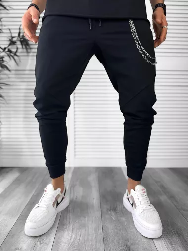 Pantaloni de trening negri, conici, 13038 N3-4.3