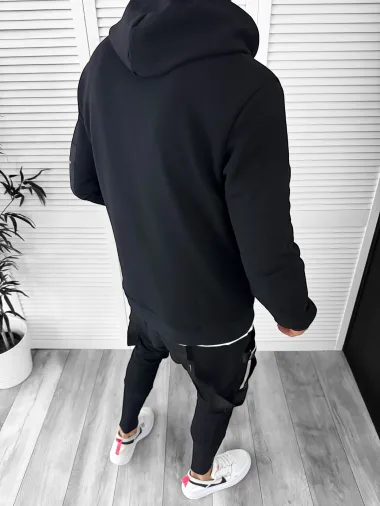 Trening barbati slim fit, negru, Pantaloni + Hanorac T12932 P20-1.1