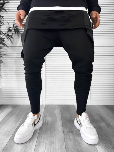 Trening barbati slim fit, negru, Pantaloni + Hanorac T12932 P20-1.1