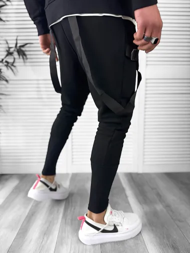 Trening barbati slim fit, negru, Pantaloni + Hanorac T12932 P20-1.1