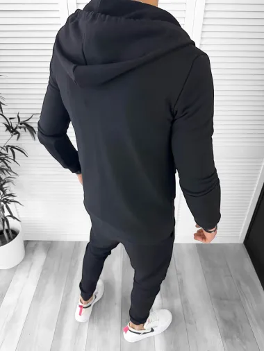 Trening barbati slim fit, negru, Pantaloni + Hanorac T12933 27-3.2