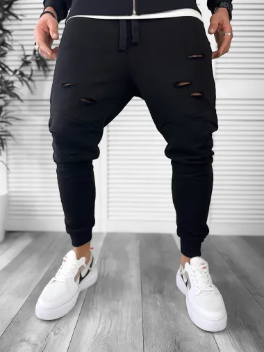 Trening barbati slim fit, negru, Pantaloni + Hanorac T12933 27-3.2
