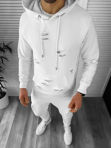 Trening barbati slim fit, alb, Pantaloni + Hanorac TY132 O6-5.2*