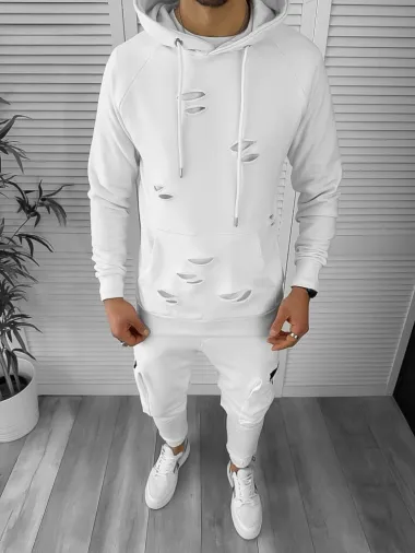 Trening barbati slim fit, alb, Pantaloni + Hanorac TY132 O6-5.2*