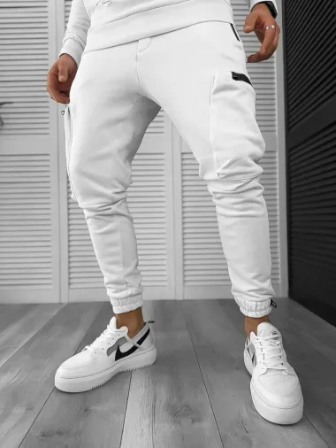 Trening barbati slim fit, alb, Pantaloni + Hanorac TY132 O6-5.2*