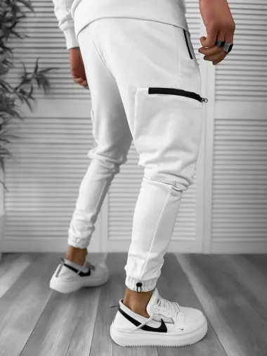Trening barbati slim fit, alb, Pantaloni + Hanorac TY132 O6-5.2*