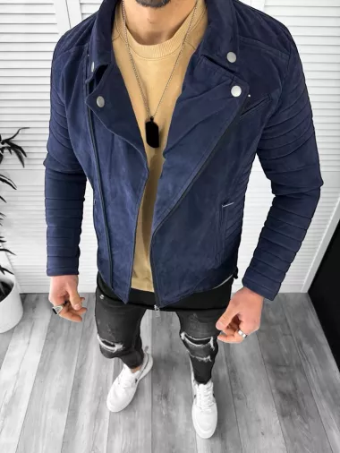 Geaca barbati bleumarin piele ecologica 13034 Q1-4