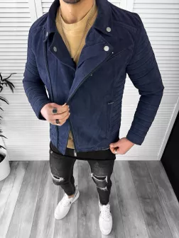 Geaca barbati bleumarin piele ecologica 13034 Q1-4