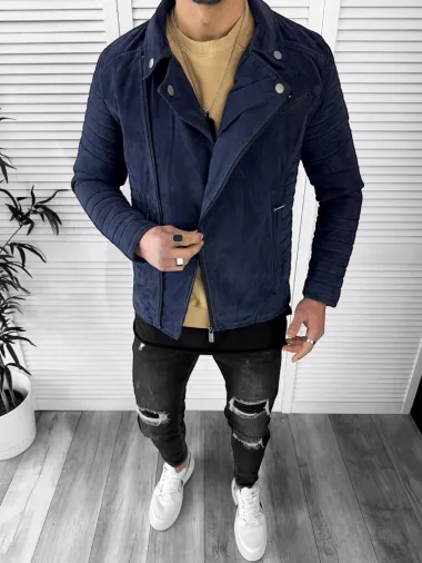 Geaca barbati bleumarin piele ecologica 13034 Q1-4