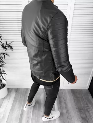 Geaca barbati neagra piele ecologica B2826 76*