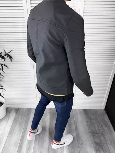 Geaca barbati bleumarin piele ecologica B2844  Geaca barbati bleumarin piele ecologica B2844