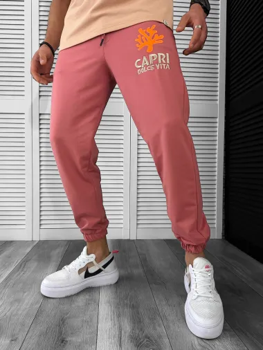 Trening barbati maro oversize cu imprimeu pantaloni + bluza 12918 P18-4.3