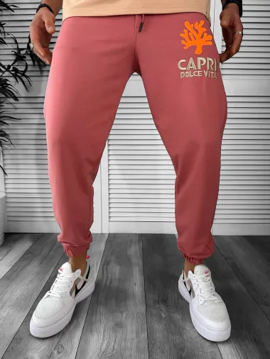 Trening barbati maro oversize cu imprimeu pantaloni + bluza 12918 P18-4.3