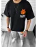 Trening barbati negru oversize cu imprimeu pantaloni + bluza 12918 P18-3.1
