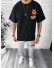 Trening barbati negru oversize cu imprimeu pantaloni + bluza 12918 P18-3.1