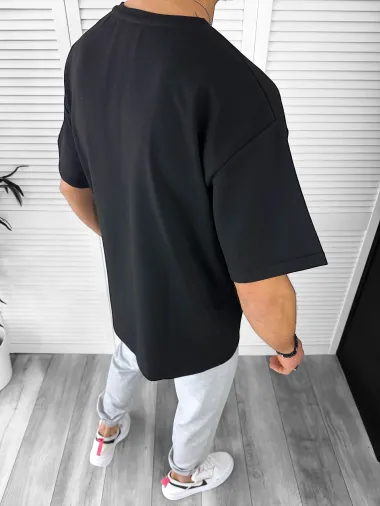 Trening barbati negru oversize cu imprimeu pantaloni + bluza 12918 P18-3.1