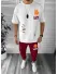 Trening barbati alb oversize cu imprimeu pantaloni + bluza 13029 O4-1.2*