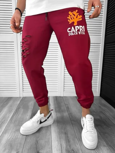 Trening barbati alb oversize cu imprimeu pantaloni + bluza 13029 O4-1.2*