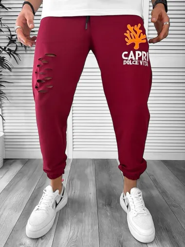 Trening barbati alb oversize cu imprimeu pantaloni + bluza 13029 O4-1.2*