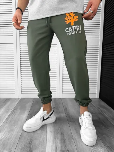 Trening barbati gri/kaki pantaloni + tricou oversize 13029 O4-1.2*