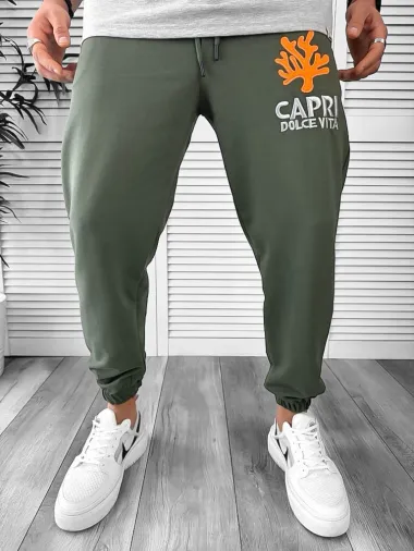 Trening barbati gri/kaki pantaloni + tricou oversize 13029 O4-1.2*