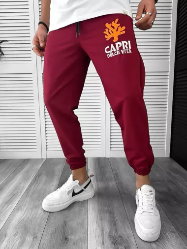 Trening barbati alb oversize cu imprimeu pantaloni plus bluza 12918 64-3.4.5