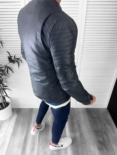 Geaca barbati bleumarin piele ecologica B2805 t1-1