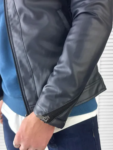 Geaca barbati bleumarin piele ecologica B2805 t1-1