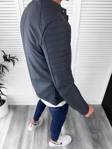 Geaca barbati bleumarin piele ecologica B2948 T57-3