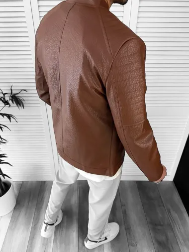 Geaca barbati maro piele ecologica 13022 60-3