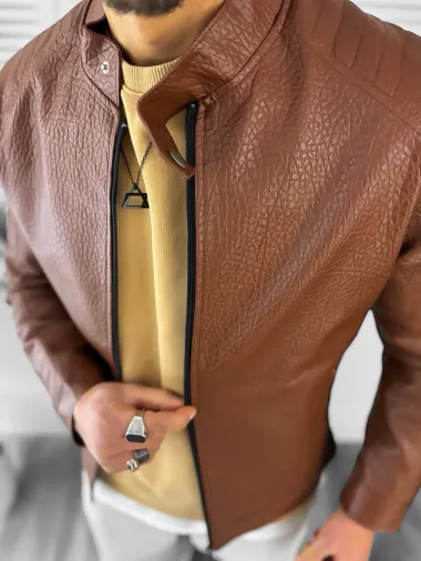 Geaca barbati maro piele ecologica 13022 60-3