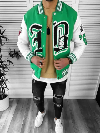 Geaca barbati verde de toamna cu imprimeu K162 P18-1.2