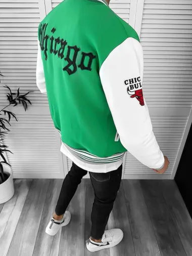 Geaca barbati verde de toamna cu imprimeu K162 P18-1.2