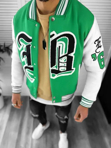 Geaca barbati verde de toamna cu imprimeu K162 P18-1.2