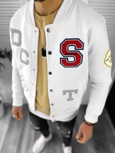 Geaca barbati de toamna cu imprimeu, alba K176 N7-4.1