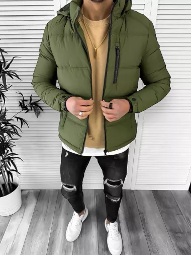 Geaca barbati de iarna, imblanita, kaki 5167 T11-1