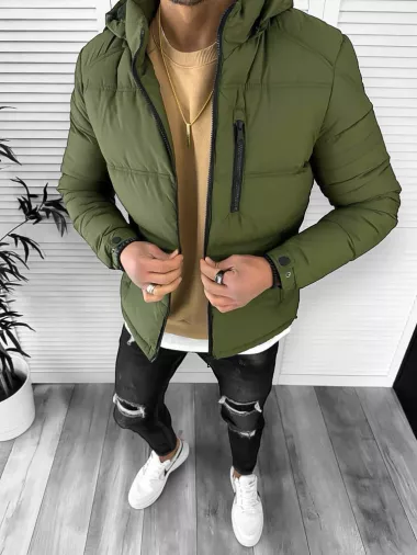 Geaca barbati de iarna, imblanita, kaki 5167 T11-1