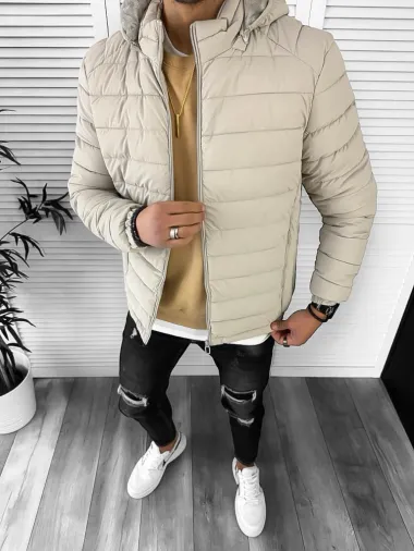 Geaca barbati de iarna, imblanita, bej 5188 D1-4