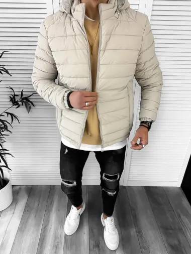 Geaca barbati de iarna, imblanita, bej 5188 D1-4