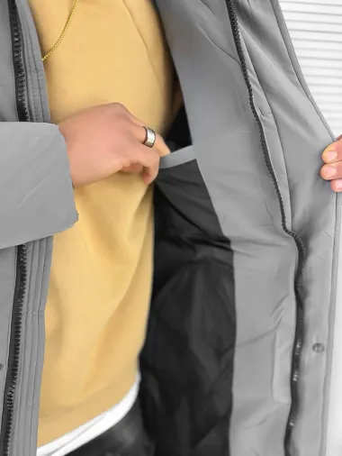 Geaca barbati groasa de iarna, gri A07 T57-4