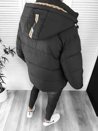 Geaca barbati de iarna, cu 2 fete, neagra A68 **