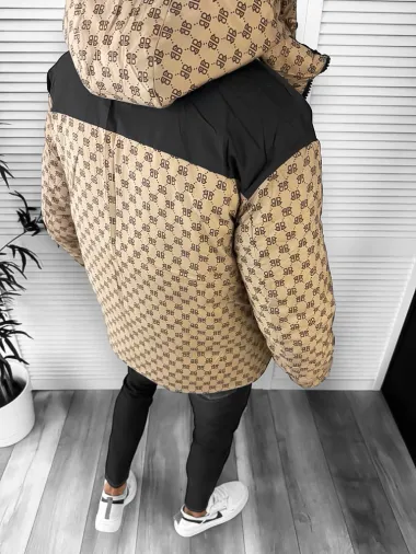 Geaca barbati de iarna, cu 2 fete, neagra A68 **