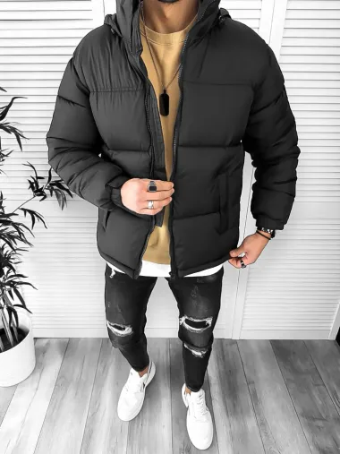 Geaca barbati de iarna neagra 2317 T57-3