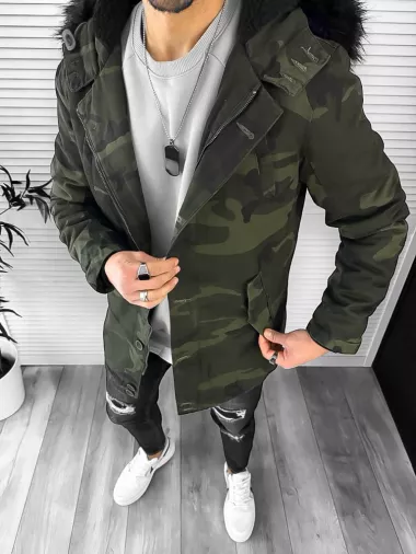 Geaca barbati de iarna PARKA, ARMY, Imblanita 888 57-2