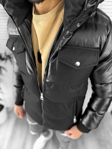 Geaca barbati groasa neagra de iarna 12348 D0-3