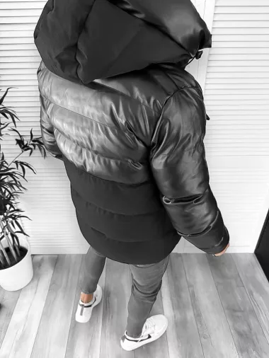 Geaca barbati groasa neagra de iarna cu gluga 12358 125-3