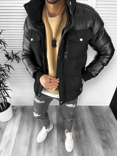 Geaca barbati groasa neagra de iarna 12348 D0-3