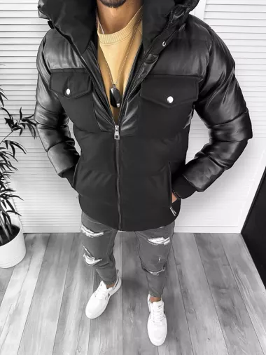 Geaca barbati groasa neagra de iarna cu gluga 12358 125-3